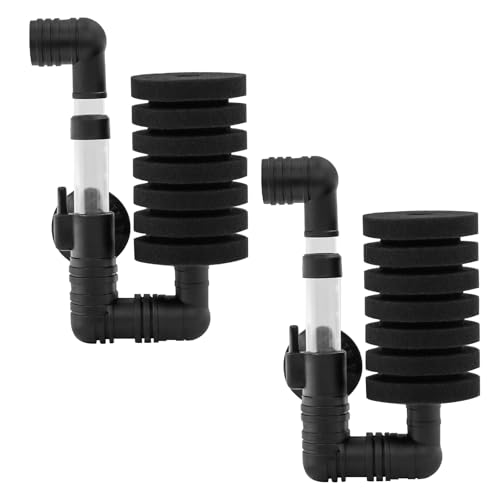 TOKSEO 2 Stück Aquarium Einzelkopf Schwammfilter Aquarium Set, Luftheber Aquarium Filter für Biologische und Mechanische Filterung, Schwammfilter für Bettas Garnelen Brüter
