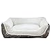 long rich Rectangle Dog Bed, Super Soft Plush Pet Bed for Indoor Cats Dogs, Reversible Polyester Dog Bed, Anti-Slip Bottom, Machine Washable (Printed Oxford Grey, 27.6