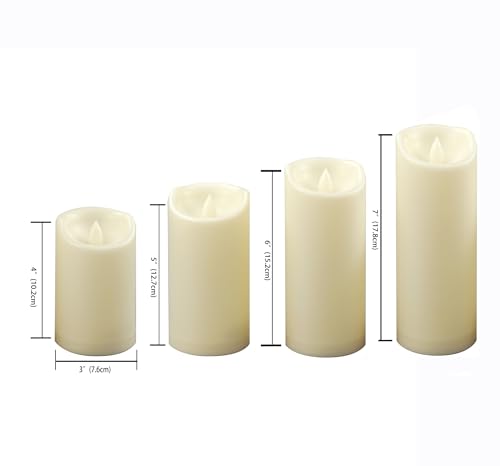 Image of CANDLE CHOICE Waterproof Outdoor Battery Operated Flameless Candles with Auto Timer Flickering Plastic Resin Electric LED Pillar Lights for Lantern Patio Garden Wedding Party Decorations Pack of 4