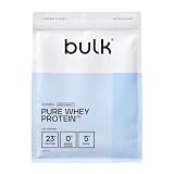 Bulk Pure Whey Proteine in Polvere Meno Dolce, Vaniglia, 23g di Proteine e 5g di BCAA, Shake di Whey Concentrato, A Basso Contenuto di Zuccheri, Supporta la Crescita e il Recupero Muscolare, 500g