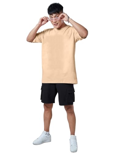 Image of Veirdo Men's Cotton Oversized Fit Oversized Baggy Fit Drop Shoulder Cool and Stylish Graphic Printed Design Half Sleeve T-Shirt (Available Sizes: S to 2XL)