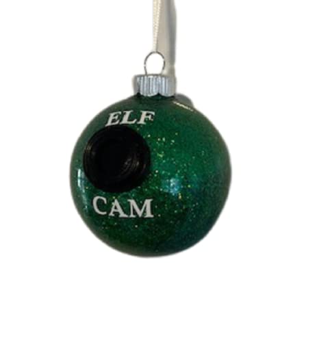 Elf Cam Green Glitter Ball Christmas Ornament Fake Camera Round Christmas Tree Ornament