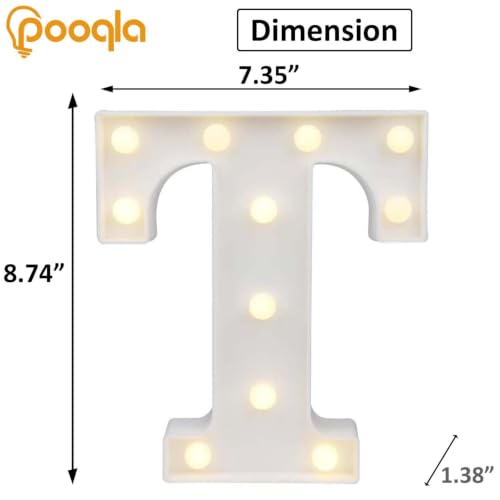 Image of LED Marquee Letter Lights, Warm White and Cool White Decorative Lighted Letters, Light Up Alphabet Letters for Boys Girls, Party, Wedding, Bar, Night Light, Birthday Decoration, Letter T