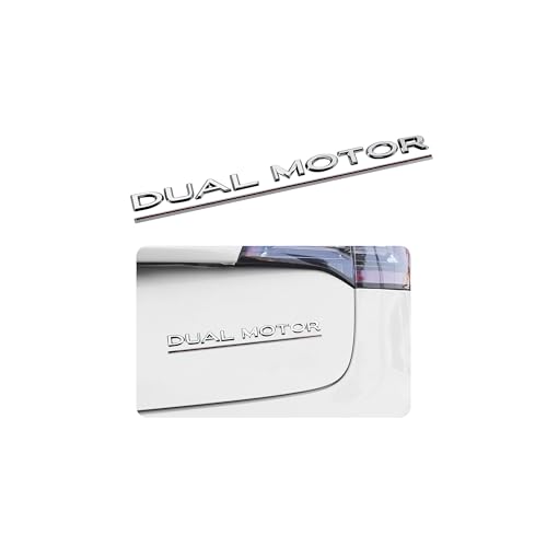Image of 2025 Tesla Dual Motor Metal Letters Sticker Tailgate Letters Emblems for Tesla Model 3 Y S X Accessories Dual Motor Emblem Model Y Metal Raised Logo Tailgate Letters Silver
