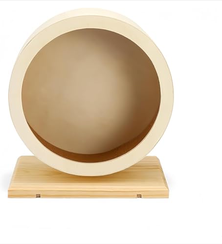 DancJulieハムスター回し車 サイレントホイール滑車 静か 静音 天然松木 小動物用品 おもちゃ ハリネズミ (33cm)