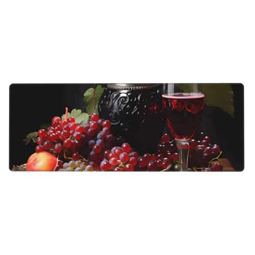 Tapis de clavier raisin et vin 80x30 cm avec base caoutchouc antidérapante