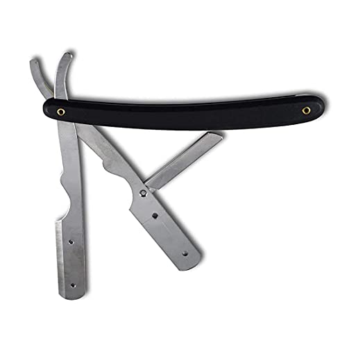 Image of The Cosmetic Town Stainless Steel Straight Edge Barber Folding Hair Salon Shaving Razor Ustra for Men (Pack of 1, Silver & Black) And Hair Com