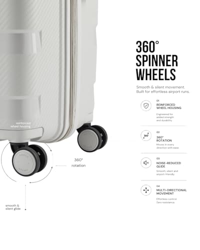 Image of SNITCH Layer Cabin Size Light Grey Polypropylene Hard Travel Suitcase - Trolley Bag Small & Luggage with 8 Wheels, Premium Lock, Wet & Dry Pouch & Free Shoe Bag