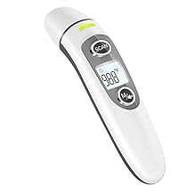Thermometer for Adults,Touchless Digital Infrared Thermometer for Fever, Ear and Forehead Thermometer for Baby and Kids, with LCD Screen, Memory Recall, Fever Alarm White