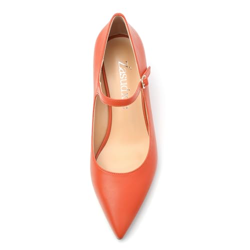 Womens Wedges Mary Jane Pointed Toe Ankle Strap Wedge Low Heel Dress Shoes Pumps for Women 2 Inches3