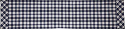 Piper Classics Vintage Check Blue Runner, 13" L X 36" W, Farmhouse, Country, Cottage, Checked Gingham Cloth Table Linens #TOP1