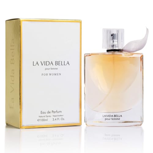 La Vida Bella Eau De Parfum for Women 3.4 Fl Oz- Floral Fruity Fragrance - Rich & Elegant Aroma - Scents of Iris jasmine & Orange Blossom - Warm & Powdery Base of Almond - 100ml Bottle for Daily Wear