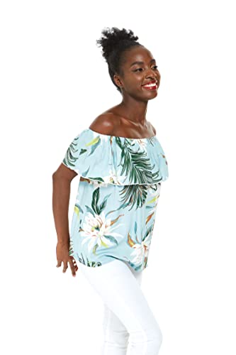 Image of Wispy Cereus Light Blue Family Matching Hawaiian Clothes | Family Matching Outfits • Soft Rayon Fabric • Tropical Floral Print • Vacation Ready • Luau Party Wear