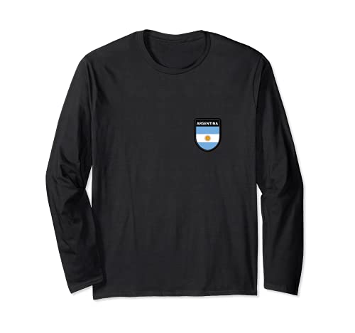 Flag Argentina Long Sleeve T-Shirt, Black