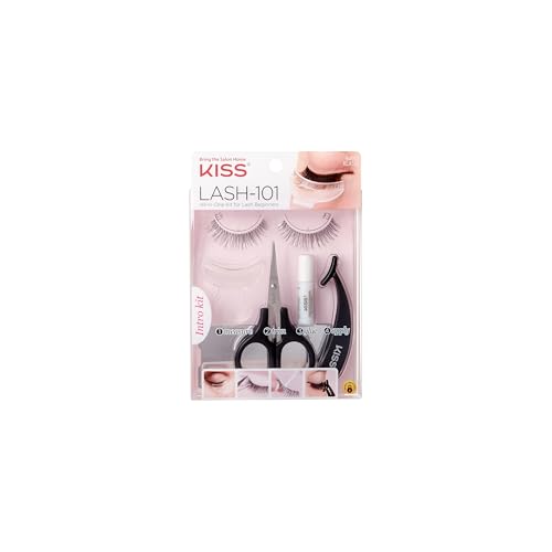 Kiss Lash-101 All-In-One False Eyelashes Kit for Beginners, Reusable Strip Lashes, Easy to Apply, 1...