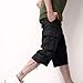 Sinzelimin Men's Short Cargo Pants Fashion Solid Color Multiple Pockets Loose Comfy Dressy Casual Workwear Crop Trouser Black Large