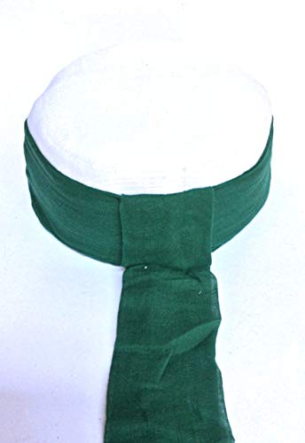 NDA Turban Imama Pagri Safa Kufi Cap Ramdaan EID Cap with Imama Men's Koofi Islamic Topi Imama Shareef Turban Amama Green-White