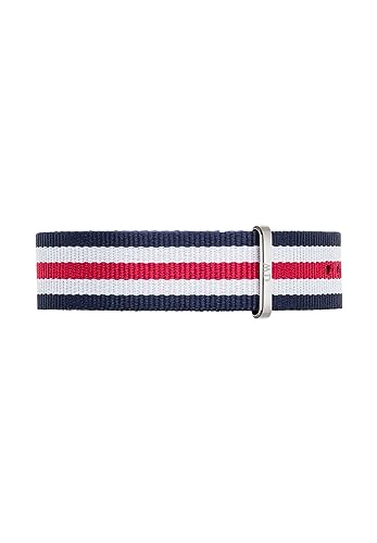 Montre Daniel Wellington Classic Canterbury avec bracelet NATO bleu blanc rouge argent 20mm