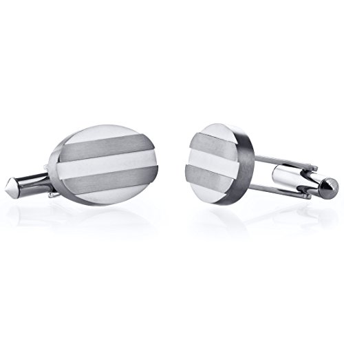 Mancuernillas ovaladas de titanio para hombre miniatura 1