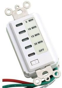 Auto Shut Off Timer for Bathroom Fan: 30-15-10-5 Minute Preset Countdown (White) by Teklectric