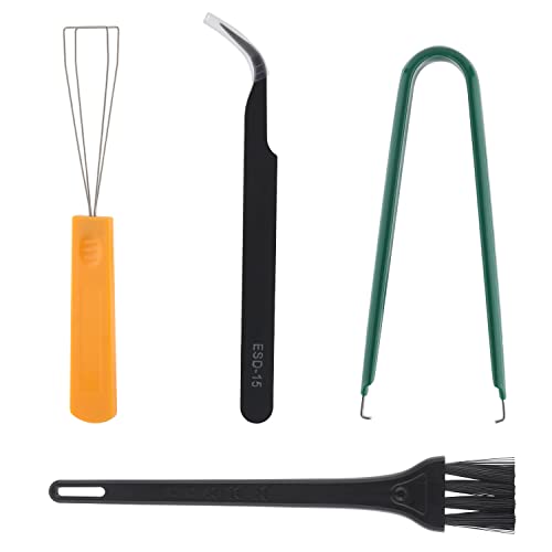 SAVITA Ensemble Extracteur d'Interrupteur de Clavier Mécanique, Kit de Extracteur de Clavier avec 1 Brosse de Nettoyage et 1 Pince à Épiler avec 1 Extracteur d'arbre IC pour Le Nettoyage Claviers