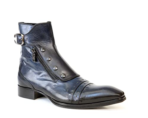 Jo Ghost 3206 Italian Cognac Crocodile Print Leather Ankle Boots with Zippers, Buttons & Buckle2