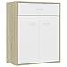 Sideboard Buffet, Storage Cabinet Cupboard Console Table Sideboard White and Sonoma Oak 23.6