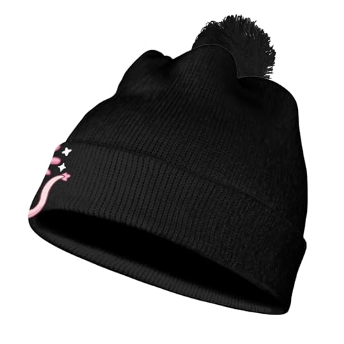 Winter Hat with Pompom Knitted Thick Ski Cap Outdoor Beanie Cap Elasticity Warm Hat for 3-10 Years Girls Boys