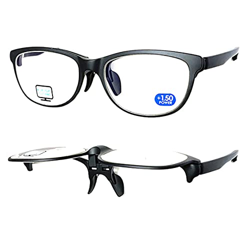 Aero Reader エアロリーダー GR-50 ブルーライトカット 跳ね上げ式リーディンググラス 老眼鏡 シニアグラス 男女兼用 おしゃれ 持ち運びに便利なケース付き (+1.50)