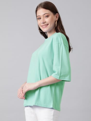 Image of KOTTY Women's Cotton Blend Solid Oversized T-Shirts