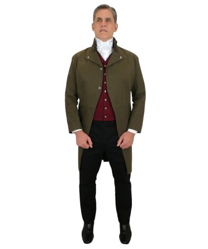 Historical Emporium Men's Cotton Regency Hastings Coat, Newmarket Riding Cutaway Morning Tailcoat
