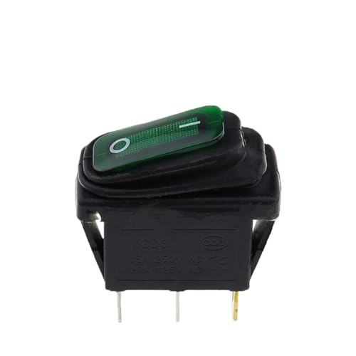 Interruptor basculante KCD3 rectangular de 20A y 220V con piloto luminoso verde IP67 2