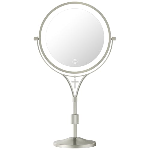 Espejo de maquillaje iluminado y ajustable con aumento 10X miniatura 1