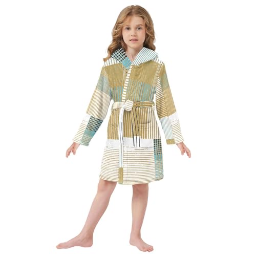 Geo Lines Stripes Childs Robe Girl Kids Hooded Robes2