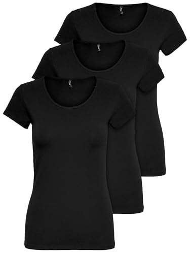ONLY 3er Pack Damen T-Shirt 15209153 Black-M
