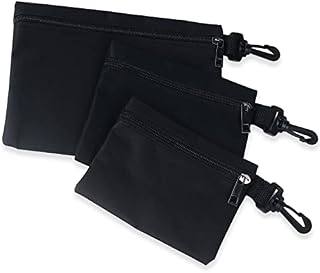 ACHANFLY 3 Pcs Small Zipper Tool Pouch Bag Waterproof Utility Canvas Tool Storage Bag Heavy Duty Tool Organiser Portable Storage Pouch with Carabiner for Men Outdoor Carpenter Electrician