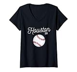 Womens Houston Baseball Tshirt Astro Number 20 and Giant Ball V-Neck T-Shirt