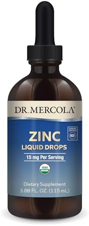 Dr. Mercola Organic Zinc Liquid Drops, 15 mg per Serving, 3.88 fl oz (115 ml), About 28 Servings, Dietary Supplement, Supports Immune and Organ Health, Non GMO, USDA Organic, NSF Certified