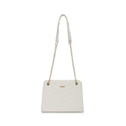 Image of Fastrack Women's Quilted Shoulder Bag with Metal Chain Strap Accents | Main Zip Compartment and Inner Slip and Zip Pockets | Stylish Everyday Bag | Trendy Women's Handbags