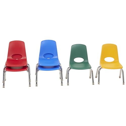 Image of Factory Direct Partners 10 inch School Chairs, Stackable Kids Classroom Chair, Set of 6 Stacking Preschool Chair with Swivel Glides For Daycare and Early Childhood Learning Centers, Assorted Colors