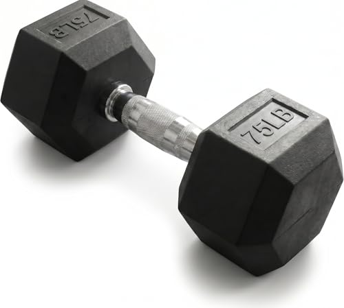 5-550 lb Rubber Hex Dumbbell Set Heavy-Duty Free Weights for Home Gym Strength Training Muscle Building & Full Body Workouts No Rack Included (75 lb)