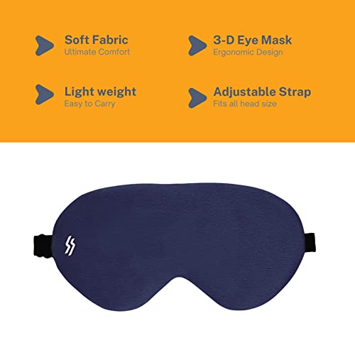 Tressential Fabric Super Soft Travel Sleep Eye Mask Or Blindfold With Adjustable Strap For Men, Women & Kids|Used For Sleeping, Traveling, Relaxation, Meditation, Blind Fold (Blue) - Image 4