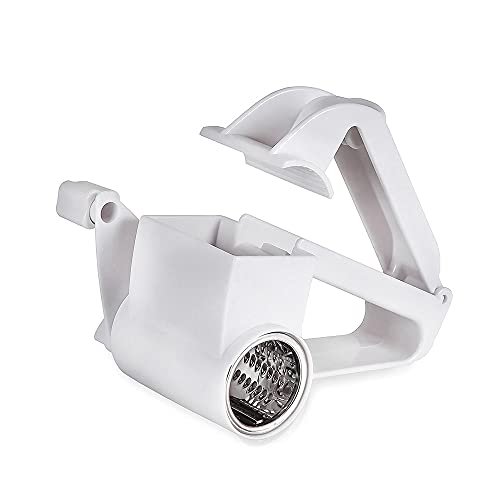 Rallador de Queso Giratorio Mano Triturador Rebanador y Cortador Multifunción con Tambor Acero Inoxidable para Verduras Chocolate Jengibre