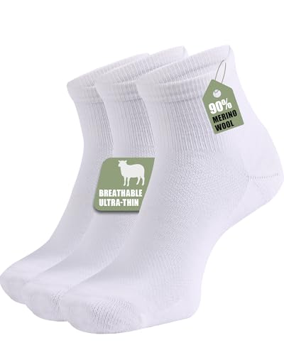 Image of 90% Merino Wool Socks for Men Athletic Ankle Socks for Women with Arch Support Breathable Soft Wool Ankle Socks,3 Pairs