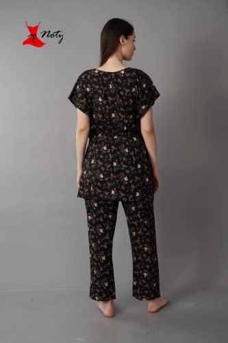 Image of Noty Girl's /Women's- Night Suit Set | Kaftan With Payjama | Rayon Fabric - Printed | Nightdress