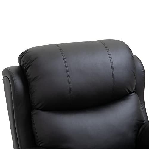 HOMCOM PU Leather Massage Recliner Chair with 8 Points and Heat, Manual Reclining Chair with Swivel Base, Footrest and Remote, Rocking Armchair, Black HOMCOM PU Leather Massage Recliner Chair with 8 Points and Heat, Manual Reclining Chair with Swivel Base, Footrest and Remote, Rocking Armchair, Black