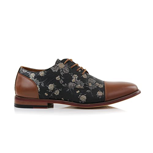 Image of Ferro Aldo Men's Modern Cap-Toe Derby Collection | Statement Dress Shoes in Floral, Woven, & Classic Styles