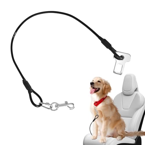 Hundegurtgeschirr für Auto, Hundeautogurtbefestigung - Beschichteter Draht Hund Autositz Gurtclip Gurt - Starker Welpe Autogurt mit robustem Karabiner für kleine Hunde