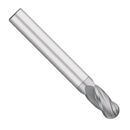Kodiak Cutting Tools KODIAK165570 USA Made Solid Carbide Ball Nose End Mill, TICN Coated, 4 Flute, 3/16 Shank, 3/4 Length of Cut, 2-1/2 Overall Length, 3/16 Diameter