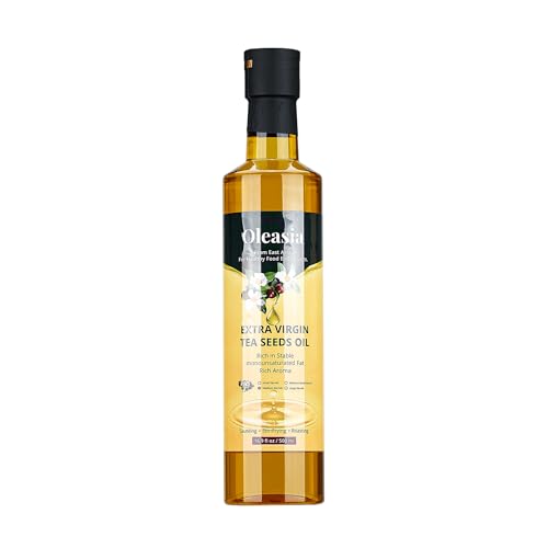 Image of Oleasia 100% Pure Unprocessed Tea Seeds Oil, Camellia Oil - Olive Oil Alternative for Healthy Aging, First Cold-Pressed, 80%+ Heart-Healthy Monounsaturated Fats, Vitamin E & Tea Polyphenols, High Smoke Point, Nutty Aroma, 16.9 fl oz